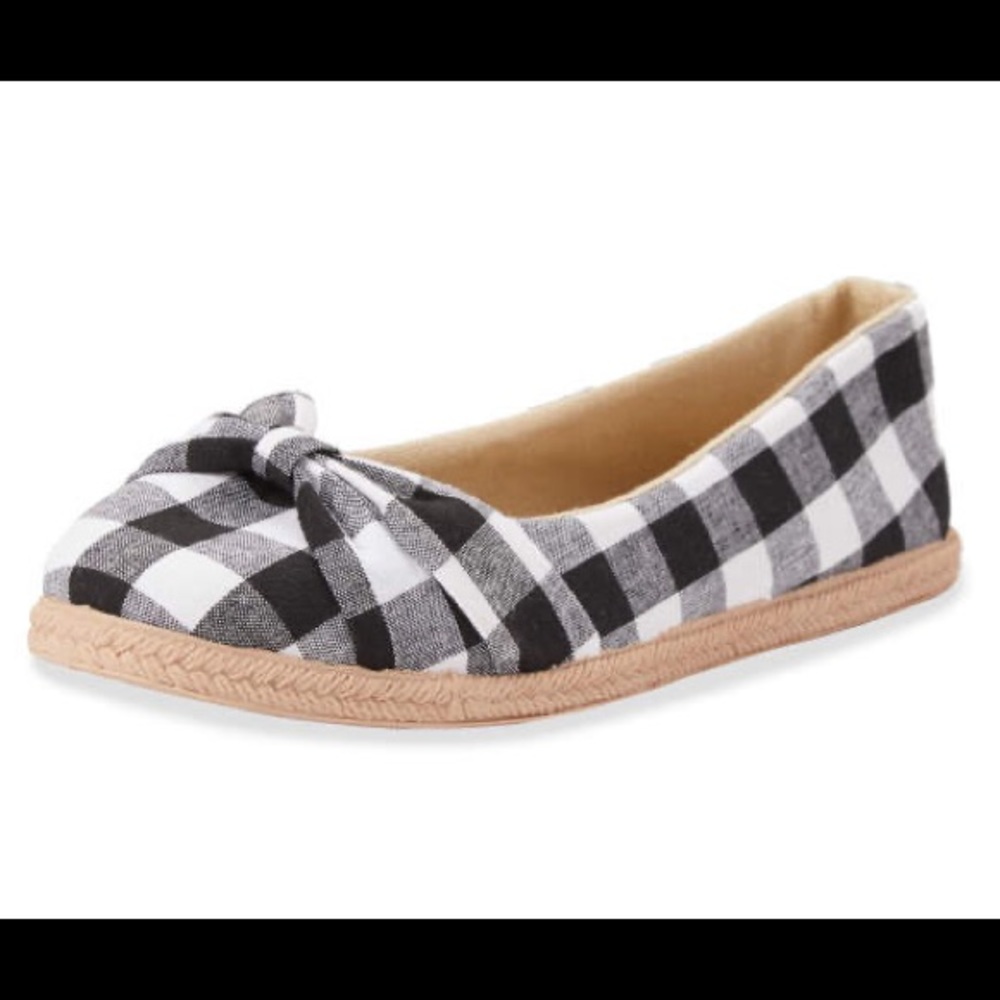 Canvas Casuals Gingham Bow Flats